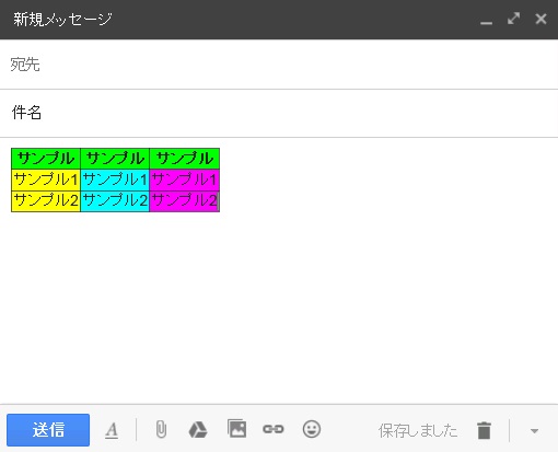 gmail tableタグ